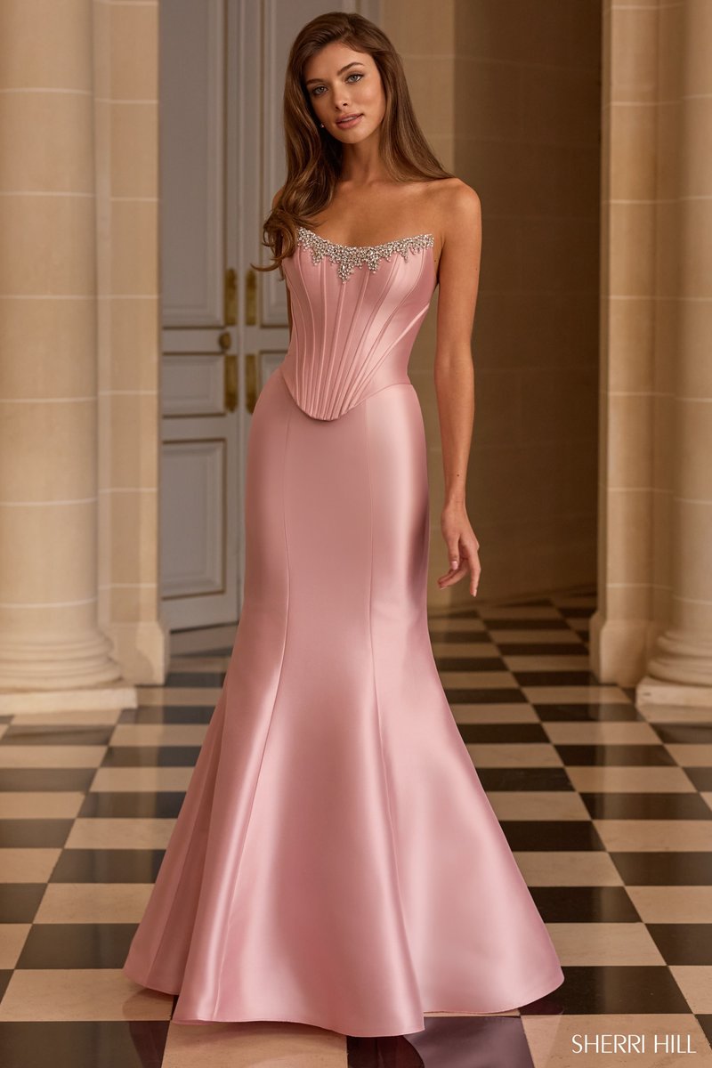 Sherri Hill Corset Fit-and-Flare Long Homecoming Dress 58226