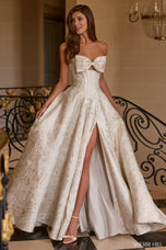 Sherri Hill Brocade Corset Ballgown with Bow 58240