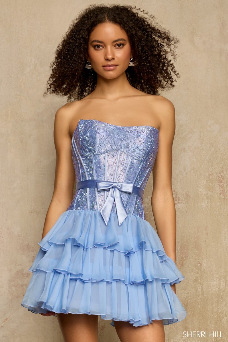 Sherri Hill Drop Waist Ruffle Homecoming Dress 58264