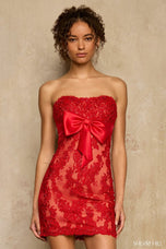 Sherri Hill Strapless Lace Bow Short Homecoming Dress 58268