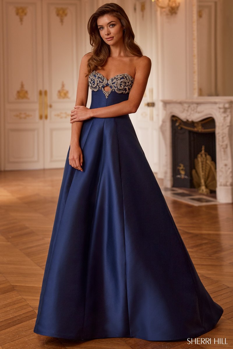Sherri Hill Strapless A-Line Long Homecoming Dress 58277