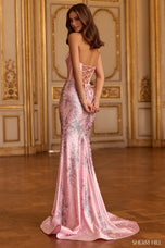 Sherri Hill Strapless Floral Hotfix Long Dress 58293