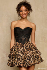 Sherri Hill A-Line Ruffle Chettah Homecoming Dress 58299