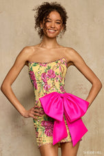 Sherri Hill Floral Beaded Bow Homecoming Dress 58300