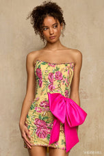 Sherri Hill Floral Beaded Bow Homecoming Dress 58300