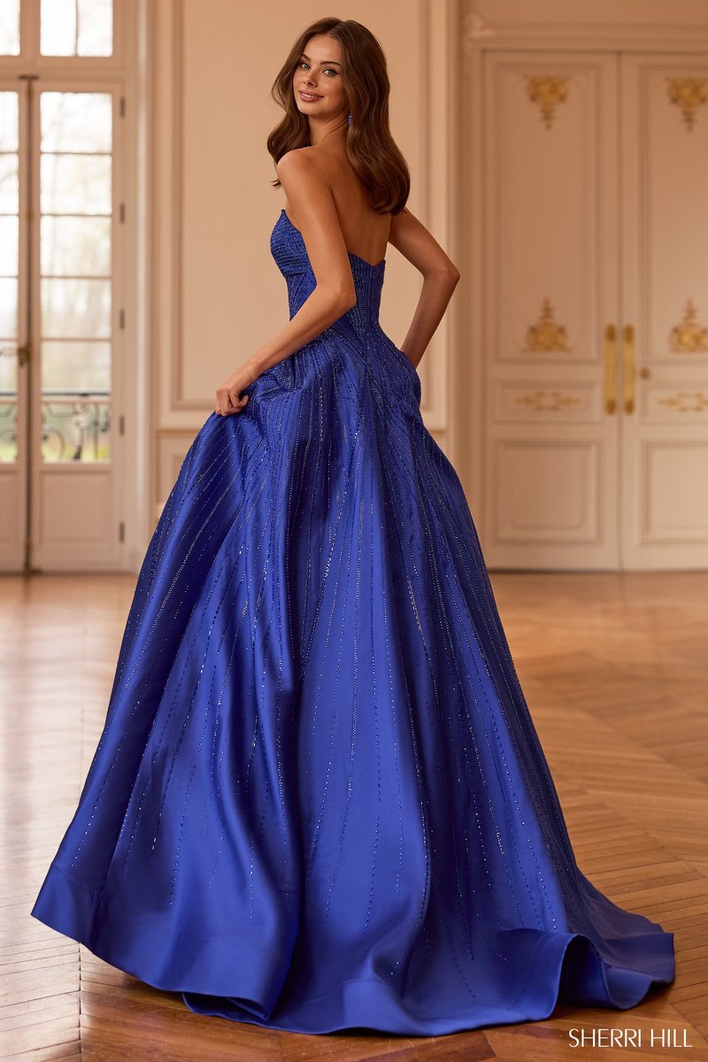 Sherri Hill Strapless Heat Stone Ball Gown Dress 58327