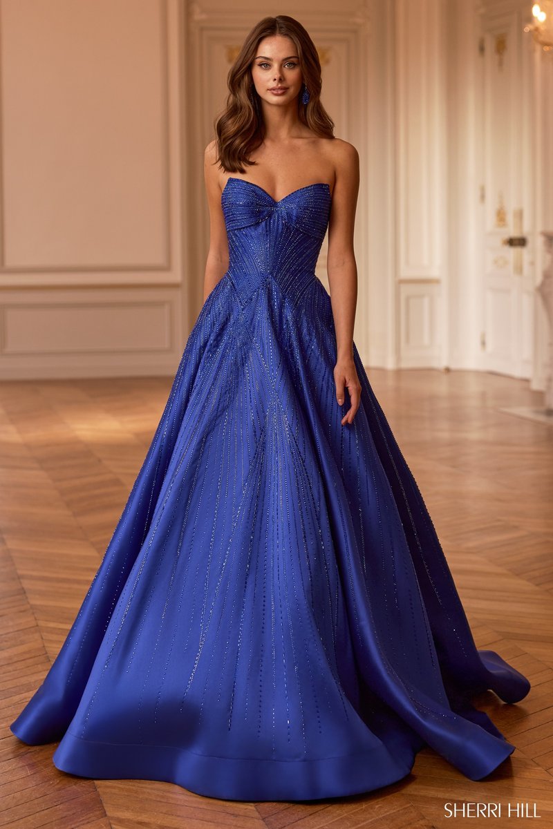 Sherri Hill Strapless Heat Stone Ball Gown Dress 58327