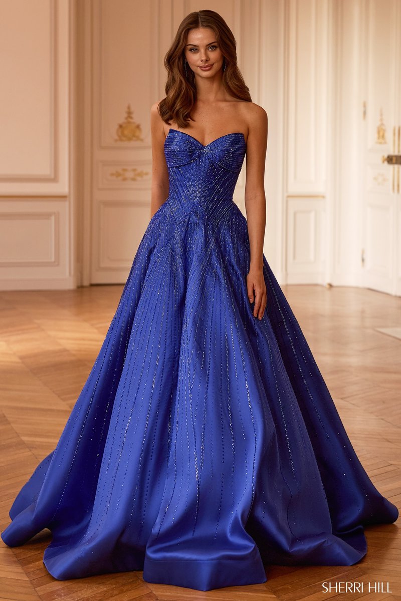Sherri Hill Strapless Heat Stone Ball Gown Dress 58327