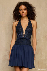 Sherri Hill Lace Corset Halter HoCo Dress 58335