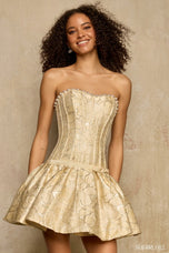 Sherri Hill Drop Waist Brocade Homecoming Dress 58362