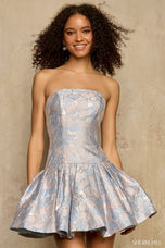 Sherri Hill Strapless Brocade Homecoming Dress 58365