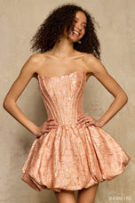 Sherri Hill Bubble Hem Brocade Corset Homecoming Dress 58366