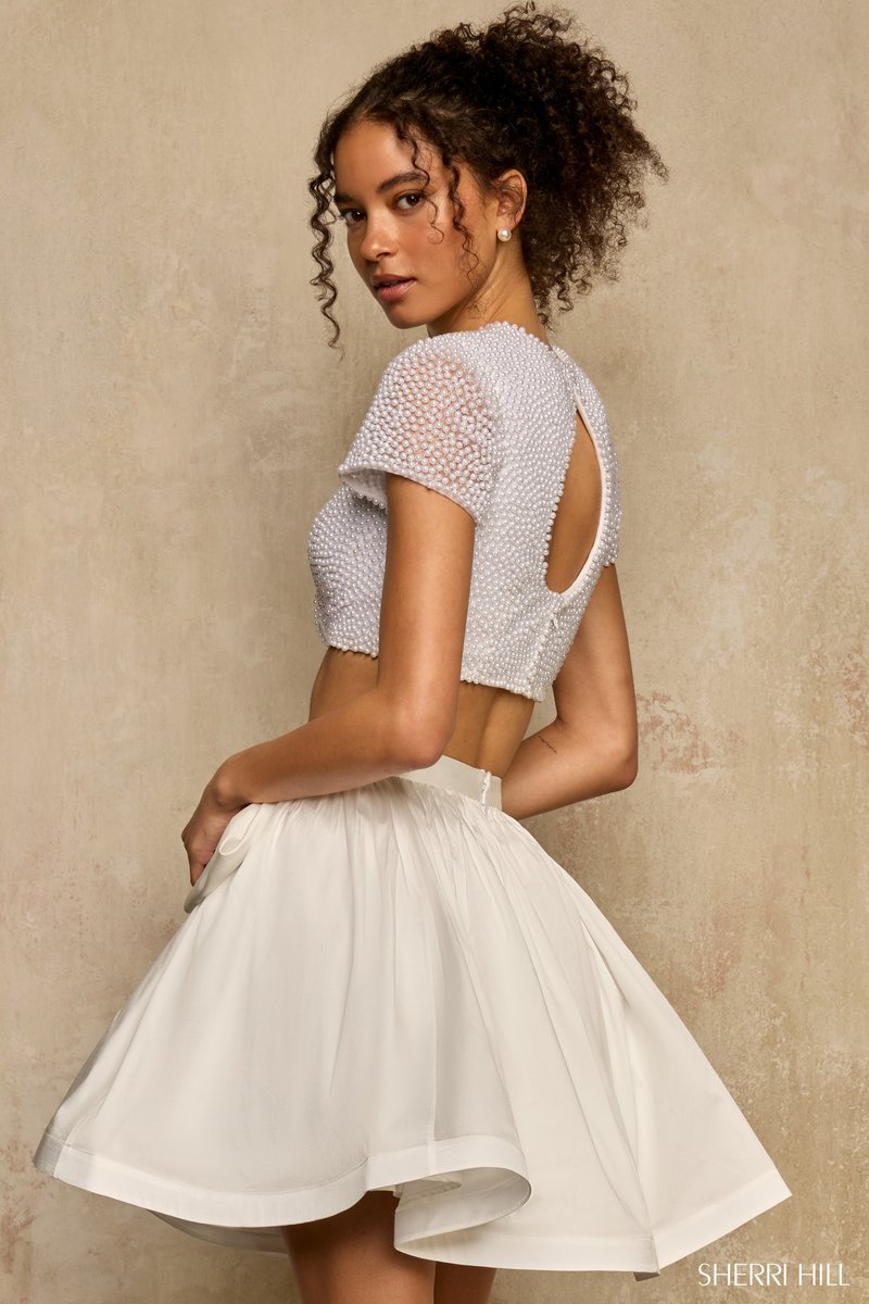 Sherri Hill Two-Piece Pearl Homecoming Dress 58370