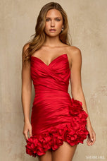 Sherri Hill Ruched Satin Cocktail Dress 58401