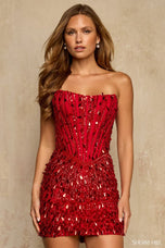 Sherri Hill Short Strapless Piette Dress 58424