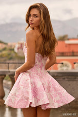 Sherri Hill Pearl Beaded Neckline Brocade Short Dress 58463