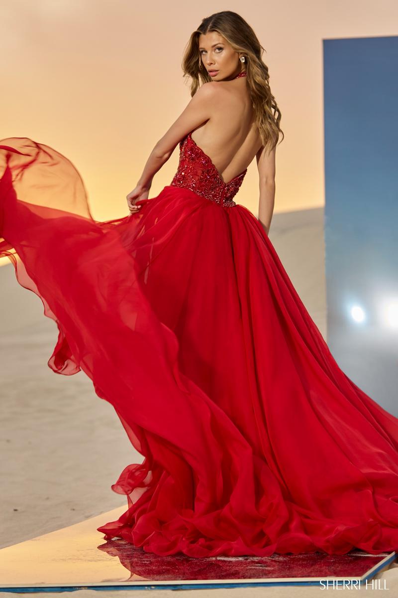 Sherri Hill Fully Beaded Plunging Halter Neck Pageant Dress Sherri Hill Fully Beaded Plunging Halter Neck Pageant Dress