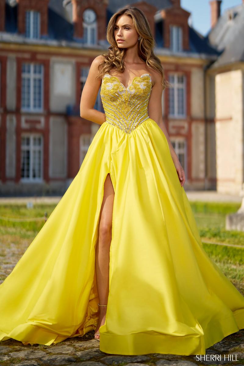 yellow prom dress sherri hill Emerald / 0