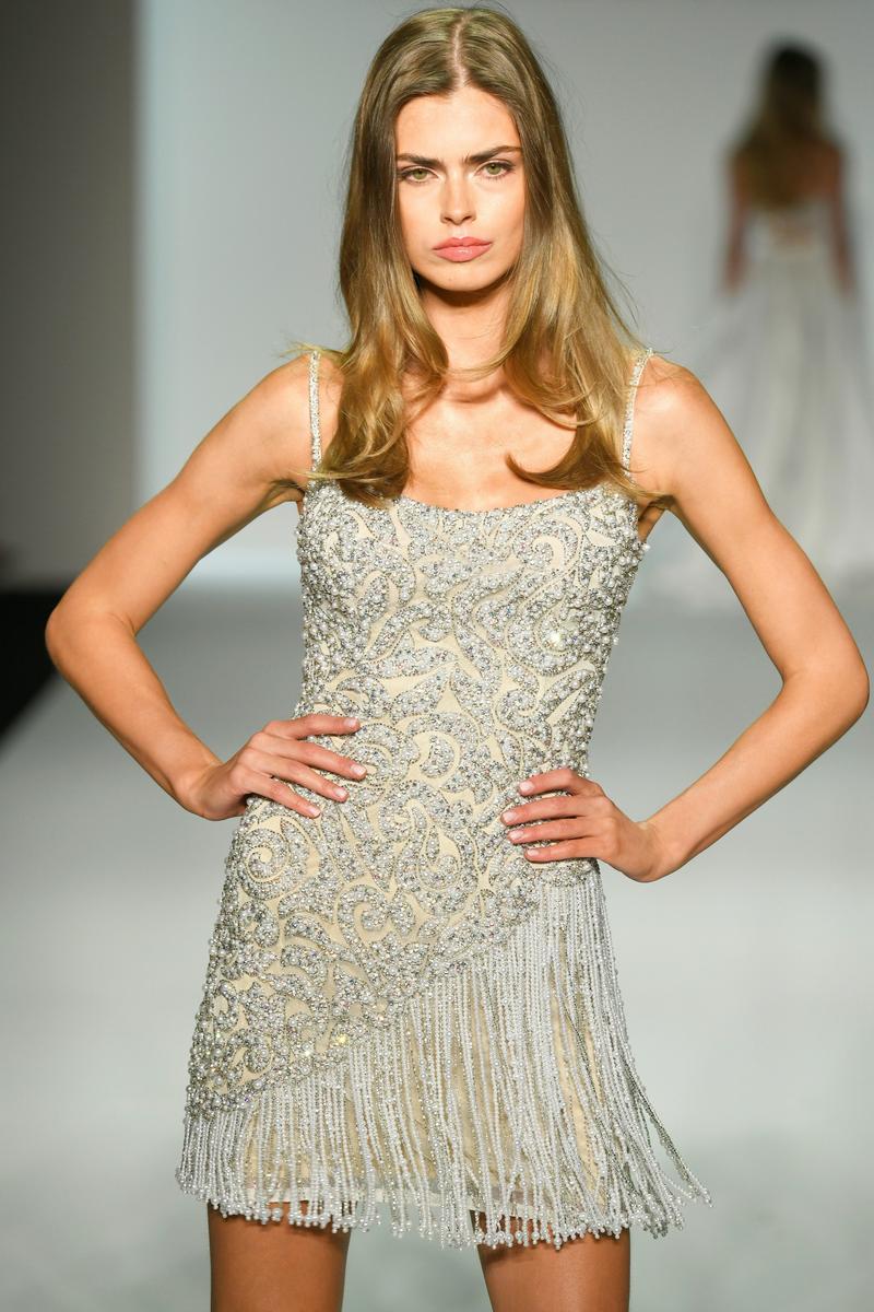 Sherri Hill short silver beaded dress with fringe skirt Sherri Hill short silver beaded dress with fringe skirt