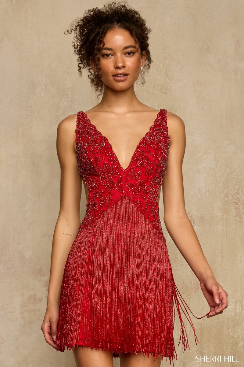 Sherri Hill Demi Couture Fringe Mini Dress 67070