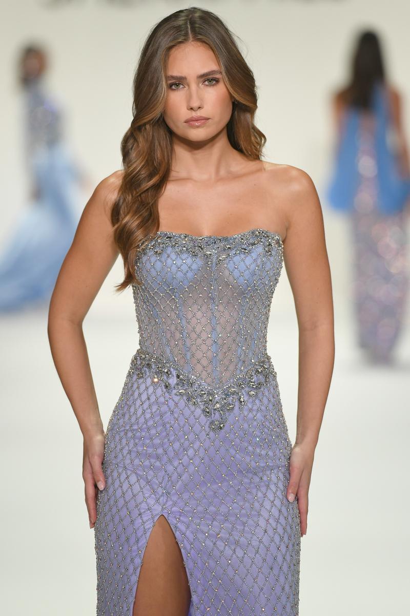 Sherri Hill Corset Illusion Beaded Pageant Dress 67128