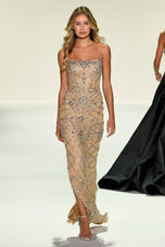 Sherri Hill Elegant Strapless Beaded Pageant Dress 67143