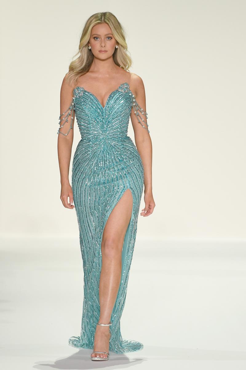 Sherri Hill Beaded Off Shoulder Pageant Dress 67161
