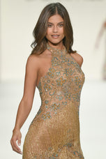 Sherri Hill Illusion Fringe Halter Pageant Dress 67191