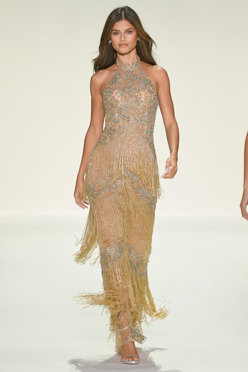 Sherri Hill Illusion Fringe Halter Pageant Dress 67191