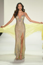 Sherri Hill Plunging Beaded Open Back Prom Dress 67201