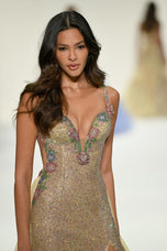 Sherri Hill Plunging Beaded Open Back Prom Dress 67201