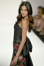 Sherri Hill Floral Print Corset Bow Prom Dress 67204