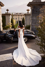 Sherri Hill Off the Shoulder Corset Bridal Gown with Slit 81129