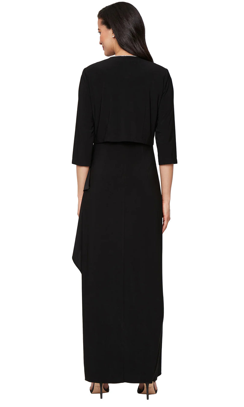 Alex Evenings Women's Matte Jersey Long Jacket Dress - Black Alex Evenings Women's Matte Jersey Long Jacket Dress - Black