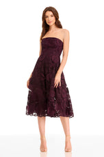Dress the Population "Kailyn" Strapless Lace Midi Dress DDR366