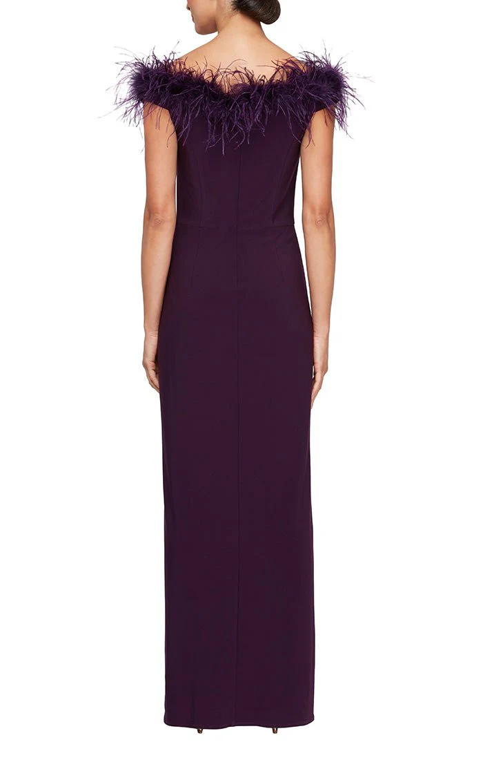 Alex Evenings Women's Faux-Feather Off-the-Shoulder Gown (12, Black) Alex Evenings Women's Faux-Feather Off-the-Shoulder Gown (12, Black)