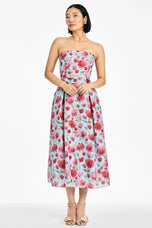 Sachin & Babi Strapless "Shay" Tea Length Floral Print Dress