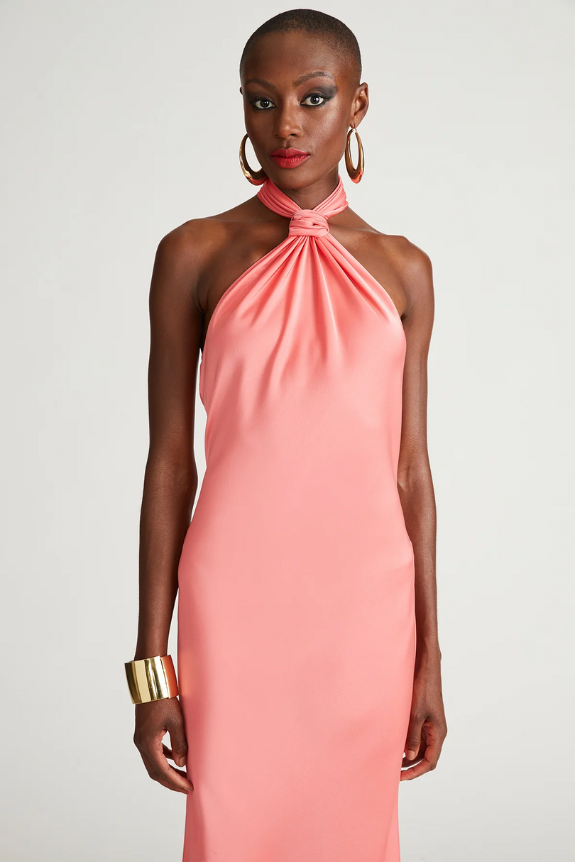Halston "Emie" Gown In Satin 10111366 Halston "Emie" Gown In Satin 10111366