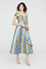 Theia "Dalia" Tea Length Floral Dress 88113110