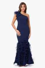 Xscape Evenings "Vivienne" Scuba Ruffle Dress 6178X