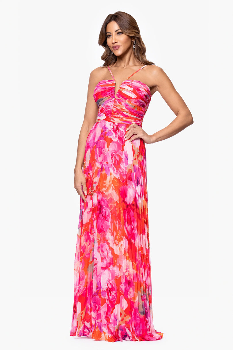 Xscape Evenings Eva Chiffon Floral Print Halter Dress 6710X Xscape Evenings Eva Chiffon Floral Print Halter Dress 6710X