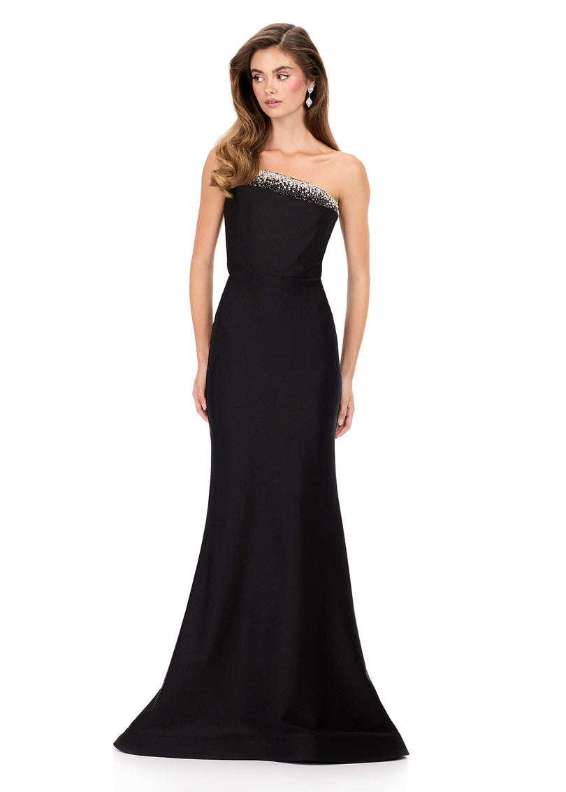 ASHLEYlauren Asymmetrical Bodice Prom Dress 12163 ASHLEYlauren Asymmetrical Bodice Prom Dress 12163