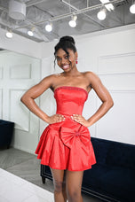 Ava Presley Drop Waist Statement Bow Homecoming Dress 42392