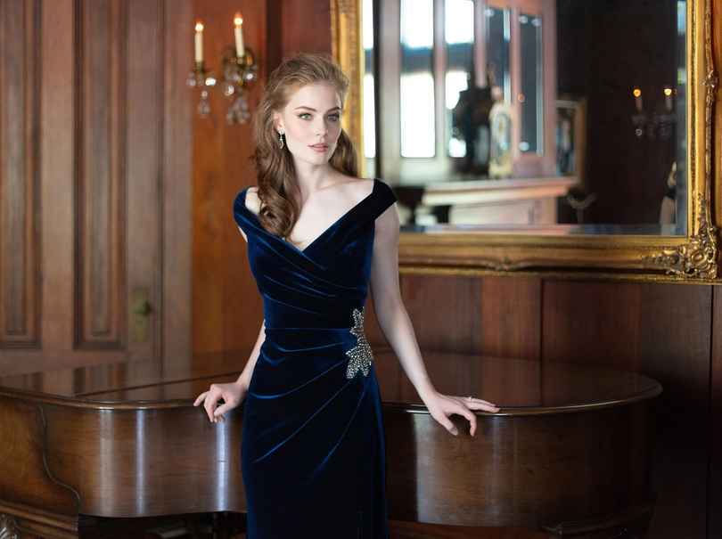 Alex Evenings Velvet Off the Shoulder Evening Gown 81917705 Alex Evenings Velvet Off the Shoulder Evening Gown 81917705