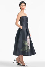 Sachin & Babi "Shay" Tea Length Floral Gown