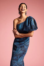 Sachin & Babi "Chelsea" One Shoulder Bow Gown