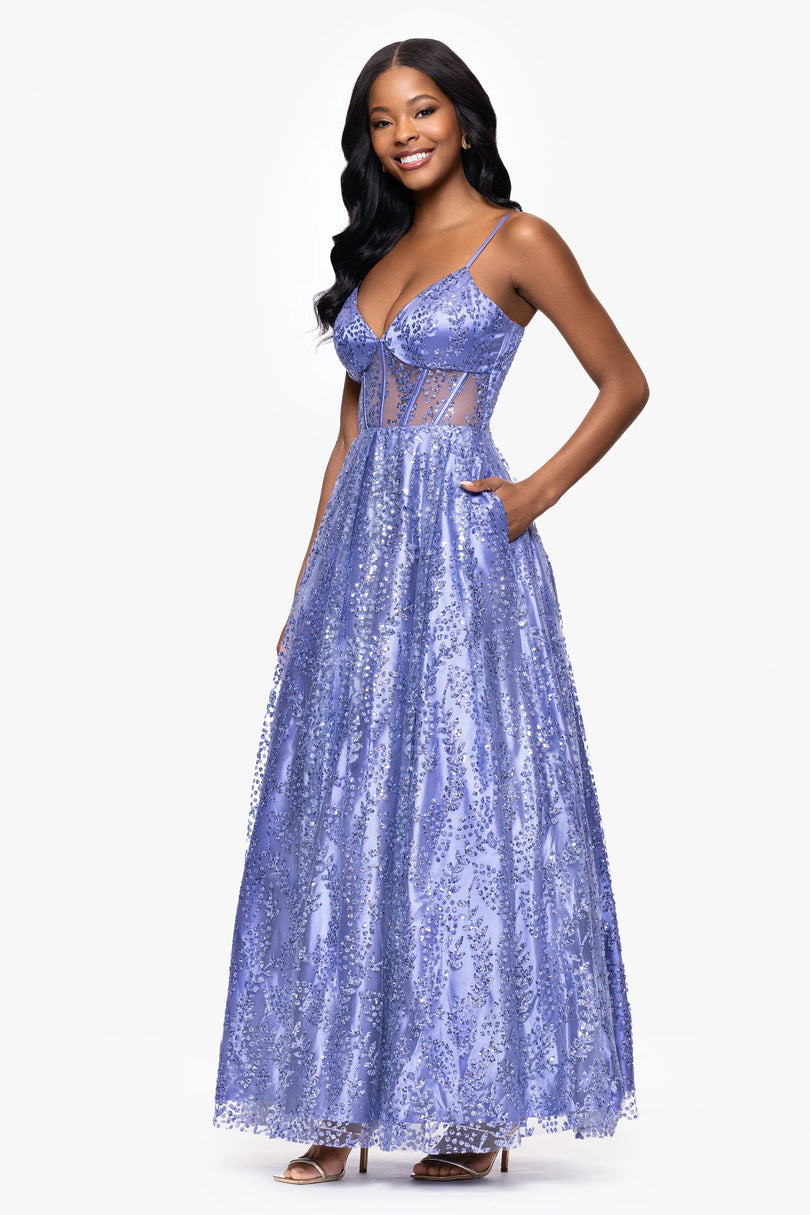 Blondie Nites "Lizzy" Glitter Mesh Dress 4534BN Blondie Nites "Lizzy" Glitter Mesh Dress 4534BN
