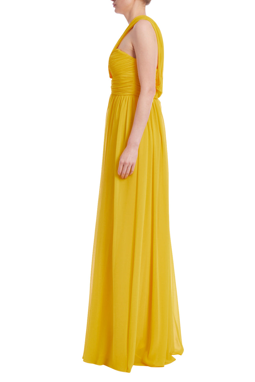 Badgley Mischka Ruched One-Shoulder Evening Gown EG4249 Badgley Mischka Ruched One-Shoulder Evening Gown EG4249