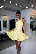 Ava Presley Brocade Halter Drop Waist Homecoming Dress 42399
