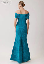 Teri Jon Crisscross Off-the-Shoulder Long Dress 247058
